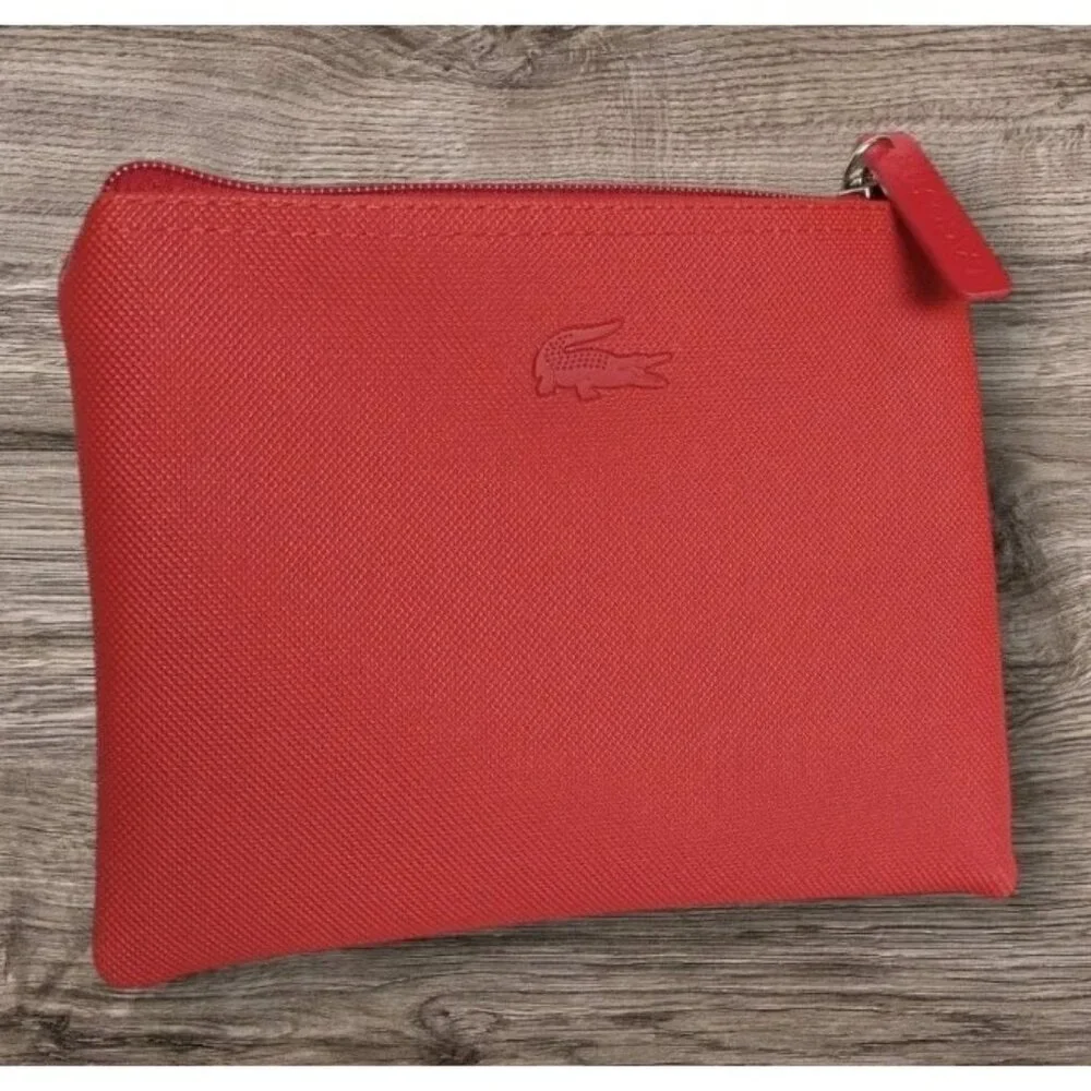 Rubberized Red Lacoste For Turkish Airlines Mini Bag Cosmetic Toiletry Pouch